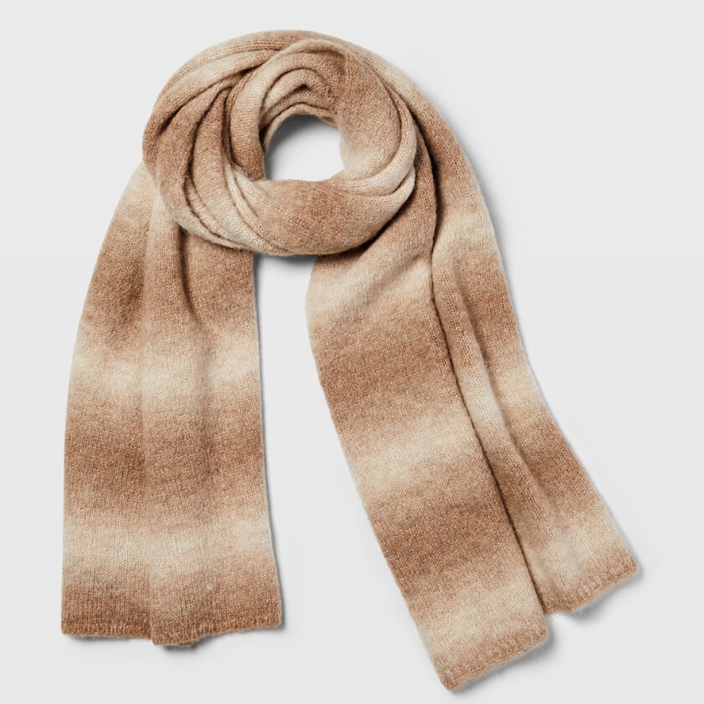 Ombre Rib Scarf - Cashmere & Alpaca blend -Brand New -NEVER WORN - Neutral Ombre